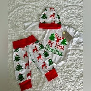 Brand New! Infant 1st Christmas 3 piece set. Size 3-6 months